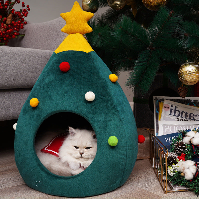 Cuccia per gatti a forma di albero di Natale