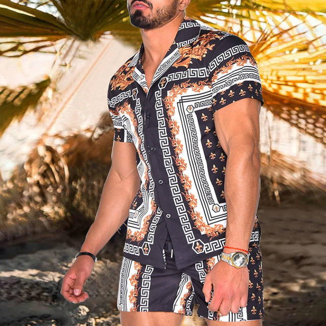 Completo camicia e shorts da spiaggia per uomo