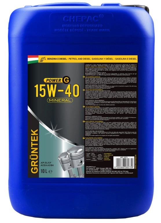 Olio motore minerale multigrado Gruntek 15w-40 10 litri benzina e diesel