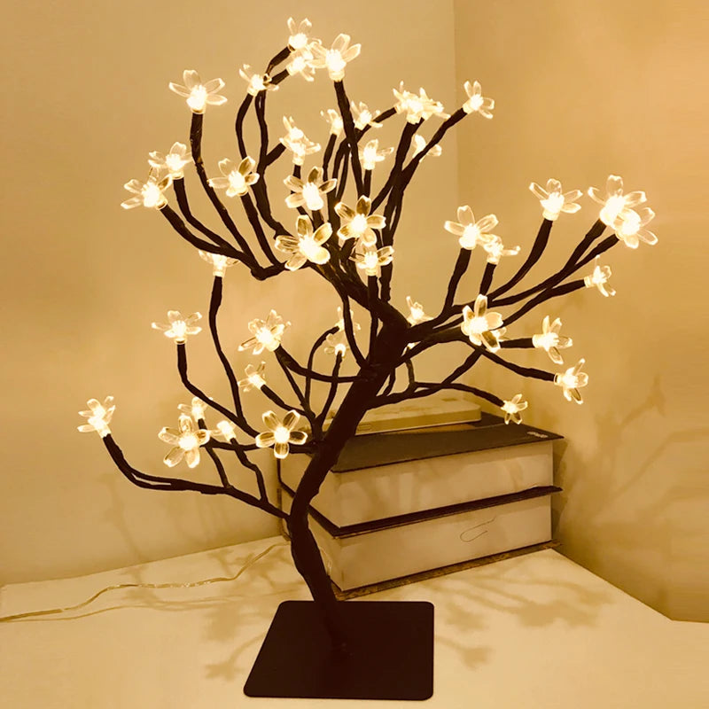 Lampada da tavolo a LED a forma di bonsai