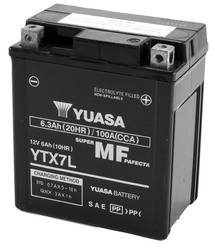 Batteria moto 6Ah 100A Yuasa 114x71x131 mm (lxpxh)