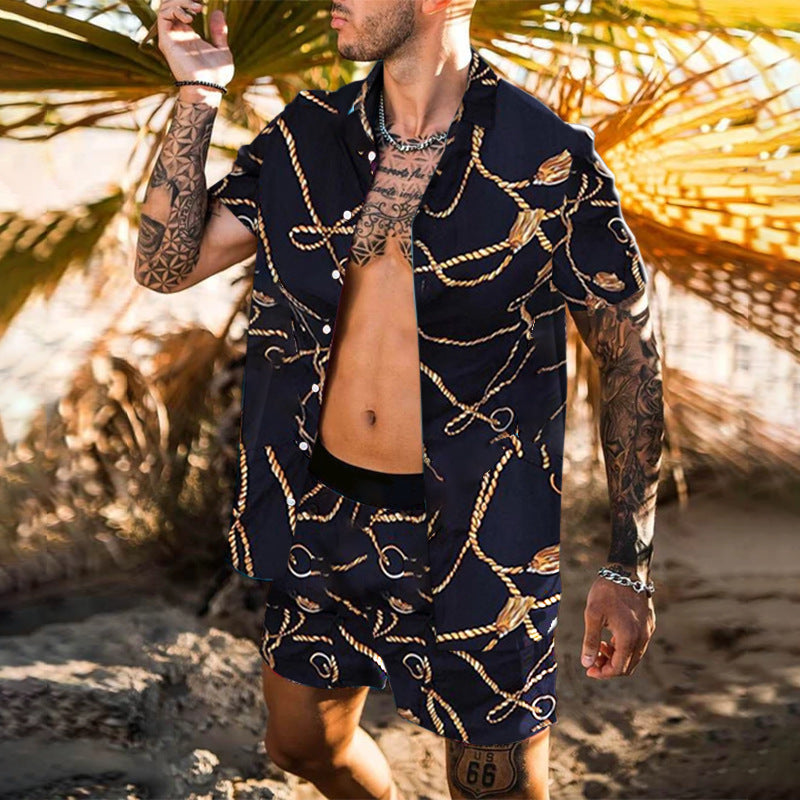 Completo camicia e shorts da spiaggia per uomo