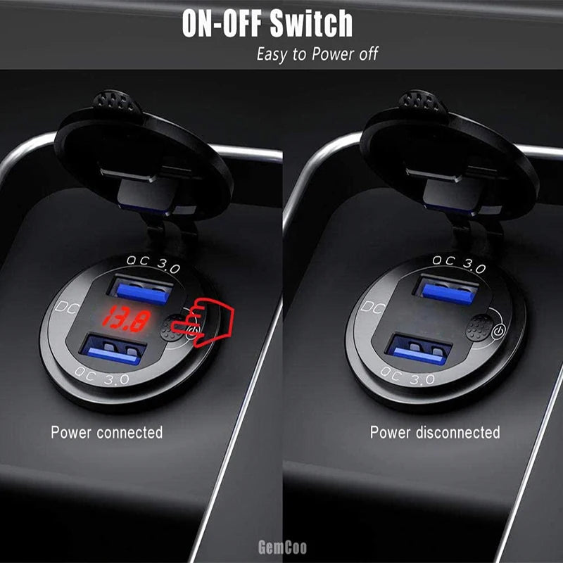 Caricabatterie rapido doppio USB per auto da 36W