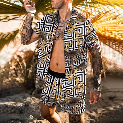 Completo camicia e shorts da spiaggia per uomo